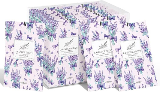 MYARO 20 Pack Lavender Scented Sachets - Drawer & Closet Air Freshener Bags, Natural Odor Eliminator for Car, Home, Bedroom, Office & Travel