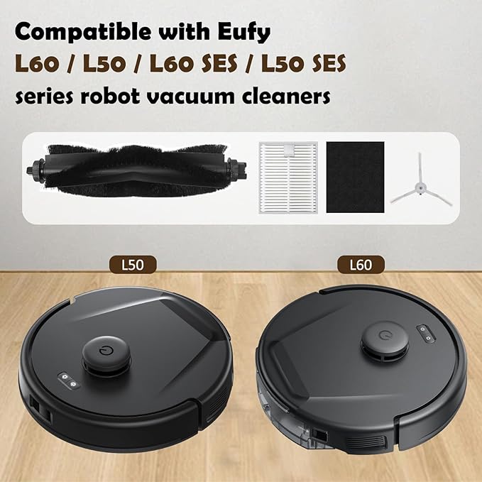 L60 Accessories Kit Replacement Compatible with Eufy L60 / L60 SES / L50 / L50 SES Robot Vacuum, Accessories Kit 6 Side Brushes, 6 Filters, 1 Roller Brush, 1 Screwdriver, 1 Cleaning tool, 15 pack