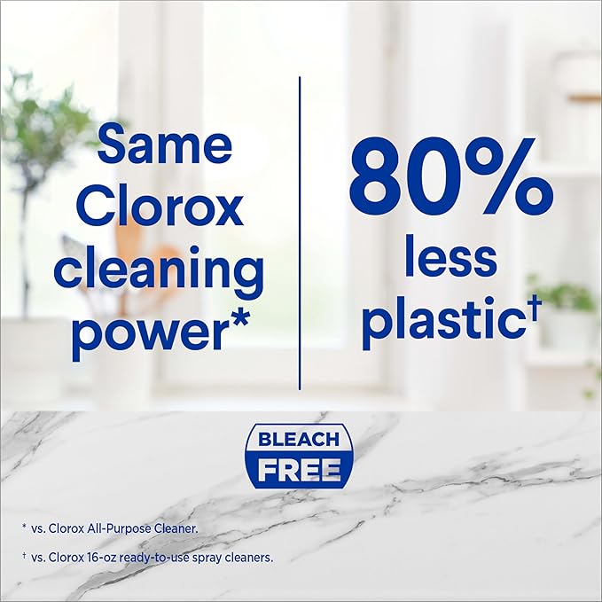 Clorox Multi-Purpose Cleaner System Starter Kit, Household Essentials, 1 Bottle and 1 Refill, Crisp Lemon, 1.13 Fl Oz