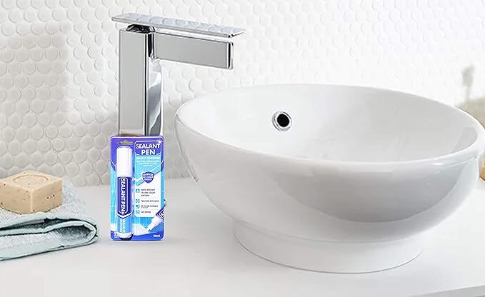 White Caulk Marker: Waterproof Silicone Colorant Paint, Stain Remover, Sink, Kitchen, Shower, Bathroom Tile - White, Wide 15mm Tip