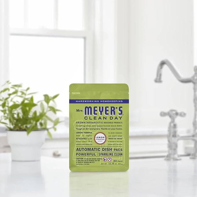 MRS. MEYER'S CLEAN DAY Automatic Dishwasher Pods, Lemon Verbena, 20 Count
