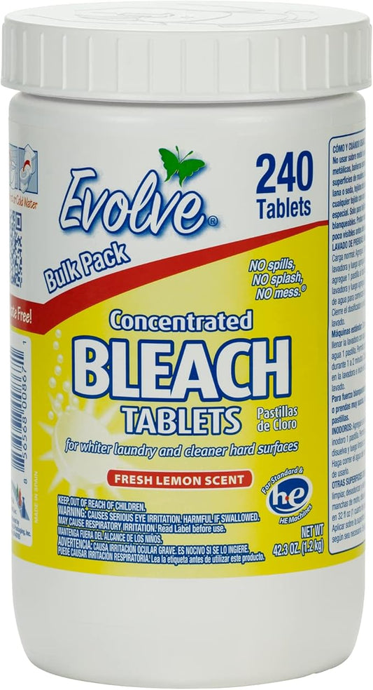 Evolve Concentrated Bleach Tablet Bulk Size 240 Tablets 1 Pack Fresh Lemon