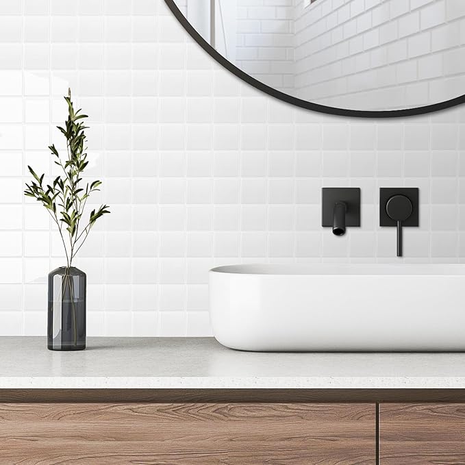 Peel and Stick Backsplash, New Upgrade Design 9" x9"Square Marble Tiles,3D Adhesive Premium Mosaic Tiles, Peel and Stick Tiles for Kitchen,Bathroom, Wall Tile（10-Sheet）.