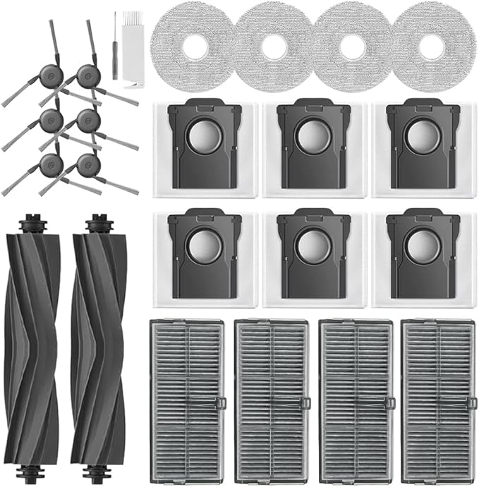 L40 Ultra Accessories Kit Compatible with Dreame X40 Ultra/X40 Master/MOVA P10/P50 Pro Ultra Robot Vacuum, 2 Main Brush, 4 Mop Cloth Pads, 6 Side Brushes, 4 HEPA Filters,6 Dust Bag, 1 Cleaning Tool