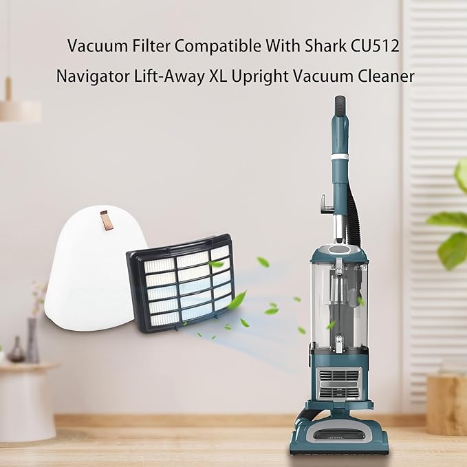 Replacement Filter Compatible with Shark CU512 Navigator Lift-Away XL Multisurface Upright Vacuum Cleaner （2 HEPA filters + 2 Foam）