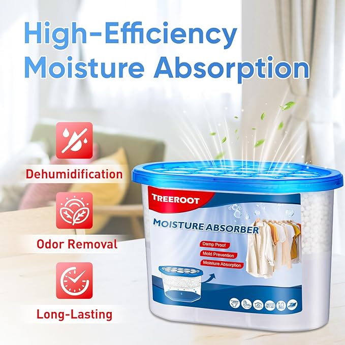 14 Pack Moisture Absorbers, 14 OZ Humidity Absorber Bucket, Moisture Absorbers for Closet, Dehumidifier Bucket for Wardrobes, Kitchens and Bathrooms, Fragrance Free Humidity Absorber