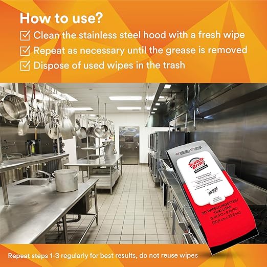Scotch-Brite Stainless Steel Hood Degreaser Wipes with Scotchgard Protector, Appliances, Fridge, Fryer, Exhaust Range Hood, Dishwasher, Sink