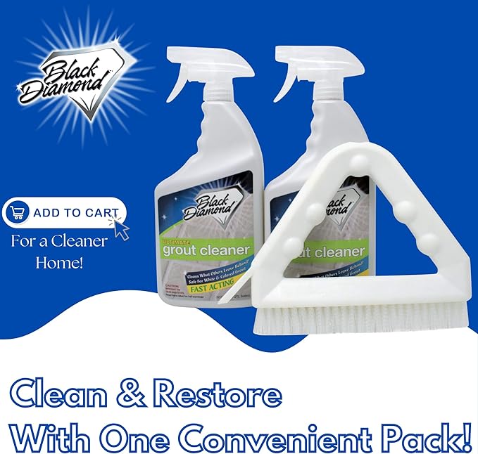 Ultimate Grout Cleaner for Tile Floors — Acid-Free Deep Cleaner Removes Grease, Dirt & Soap Scum Without Damaging Grout — Safe for Marble and All Natural Stone (2-QTS W Brush)