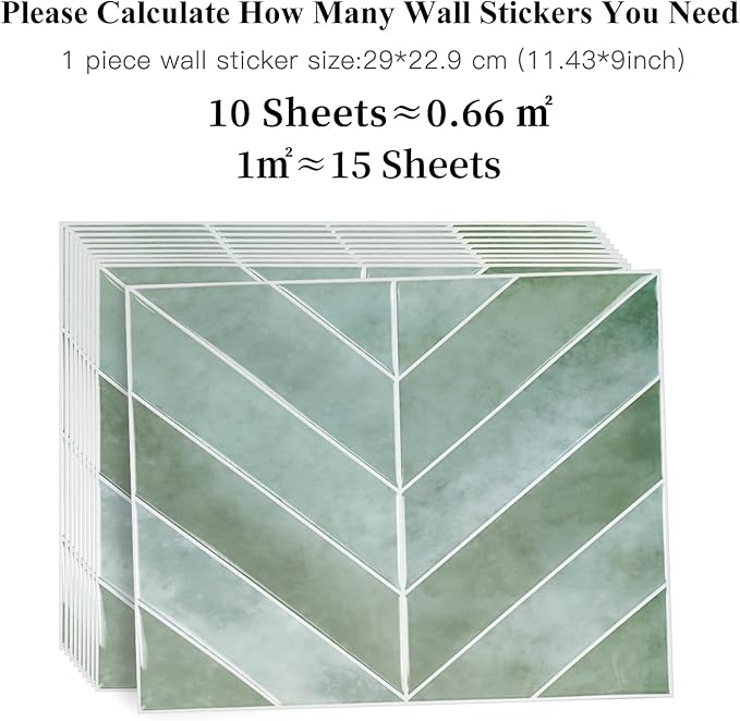Peel and Stick Backsplash for Kitchen,New Upgrade Herringbone Premium Kitchen Backsplash,Stick on Subway Tile Peel and Stick Backsplash,Green 10-Sheet.