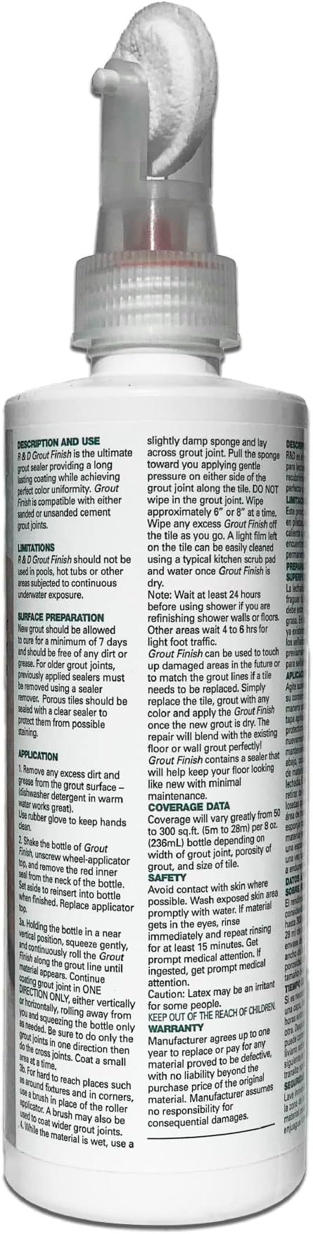 Kit - The Professional's Choice - Color and Seal Grout - Prevents Stains and Creates Easy to Clean Grout - 8oz Bottle, Wheel applicator, Brush applicator, and Scrub pad (Light Grey)