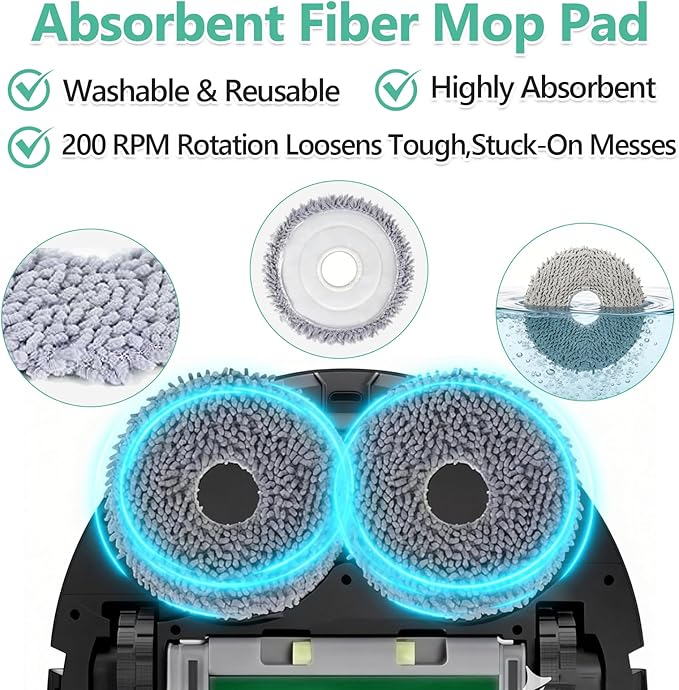 26 Pcs Replacement Parts Compatible with iRobot Plus 405/505/507 Combo Vacuum Cleaner Accessories, Includes 2 Main Brushes, 7 Dust Bags, 6 Mop Pads, 4 Filters, 6 Side Brushes and 1 Cleaning Tool