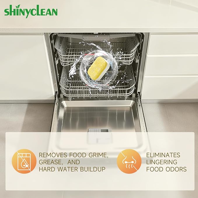 Heavy Duty Dishwasher Cleaning Tablets | Natural Dishwasher Cleaner and Deodorizer | Helps Remove Limescale, Hard Water & Odor | Septic Safe, 12 Pack - 1 Year Supply