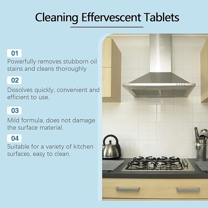 Kitchen Grease Cleaning Sheets, Multi-Purpose Degreaser For Stovetops & Surfaces, Fast Dissolving(2PCS)