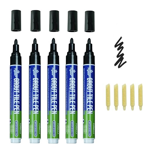 5 PCS Tile Grout Pen Home Repair Pen Tile Paint Markers for Tiles Floor Wall Bathroom Kitchen Repair Tools (Light Gray)