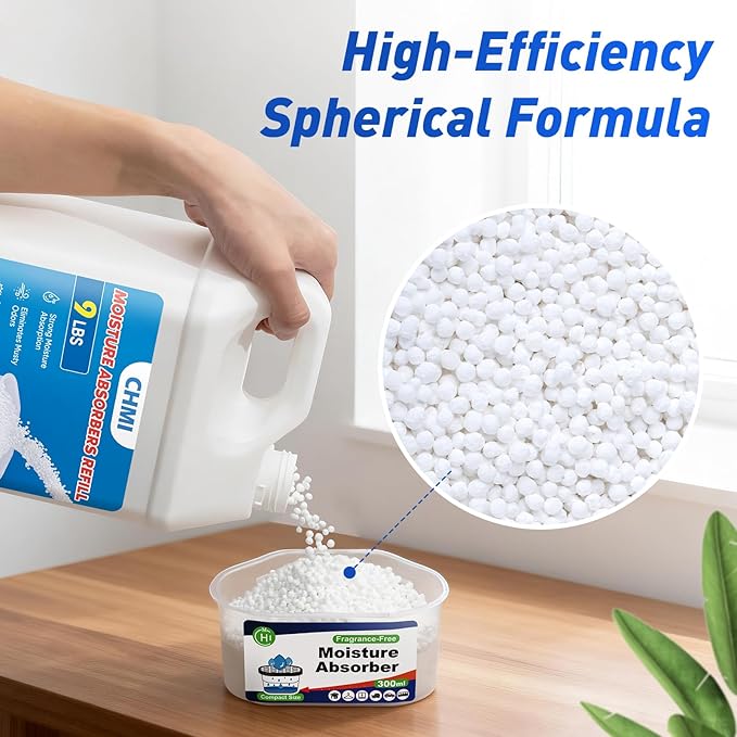 CHMI Moisture Absorber Refill Beads (18 LBS) – Universal Calcium Chloride Refills for Dehumidifier Buckets – High-Capacity Odor Eliminator for Basements, Closets, RVs & Laundry Rooms – Fragrance Free.