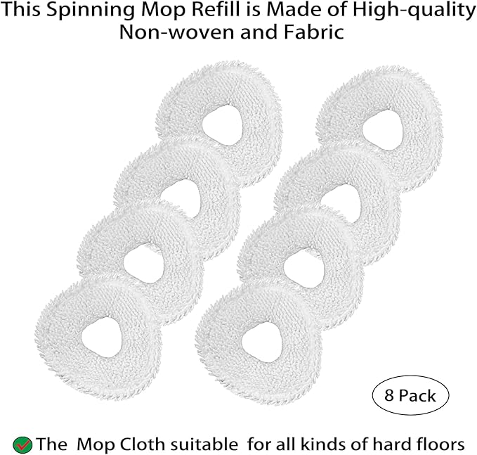 8 Pack Mop Pads Replacement for Narwal Freo/Freo Pro/Freo X Ultra/Freo X10 Pro/Z Ultra/Freo Z10 Robot Vacuum, Washable Reusable Microfiber Cloth (Not Fit for Freo X Plus), White