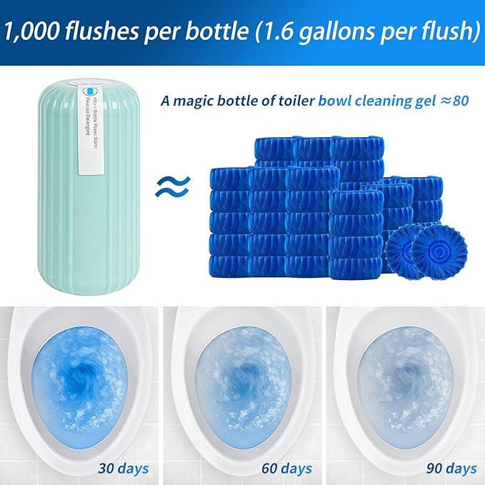 3Pcs WTWD Automatic Toilet Cleaner - Prevents Hard Water Stains, Reduce Scrubbing, Toilet Tank Cleaner, Automatic Toilet Bowl Cleaner, Magic Bottle Design for Stain-Free Hands, Septic Safe