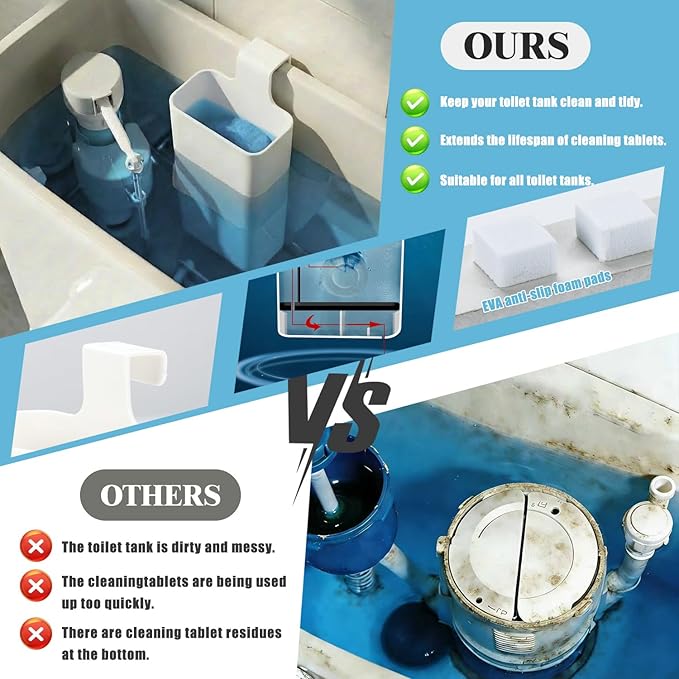 Toilet Tank Cleaning Tablet Holder, Toilet Cleaner Tablets Buffer Box Hanging Holder Preventing Dissolved Residue From Polluting Water Tank Caddy Bowl Tablets