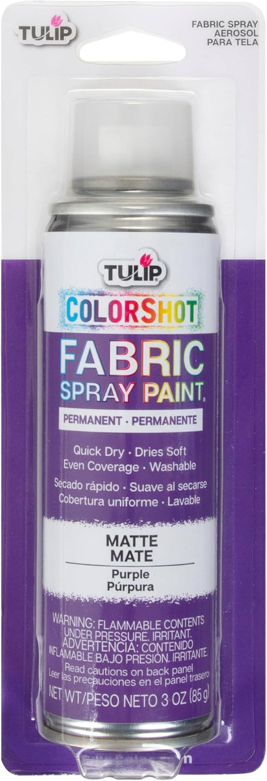 Tulip ColorShot Instant Fabric Spray Paint, Permanent Color Spray-On Fabric Paint, 3oz, Purple