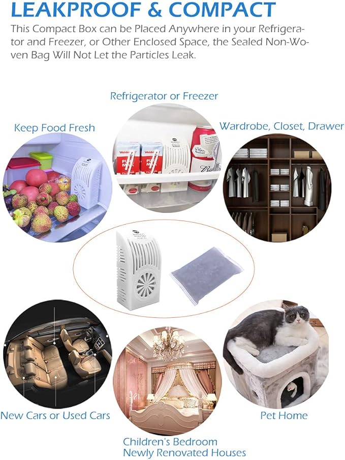 [2-Pack x 200g] Charcoal Bags with Plastic Box, Activated Carbon Bamboo Charcoal Air Purifying Bag for Refrigerator, Wardrobe, Closet, Shoebox, Drawer, Pet Home, Storage Room