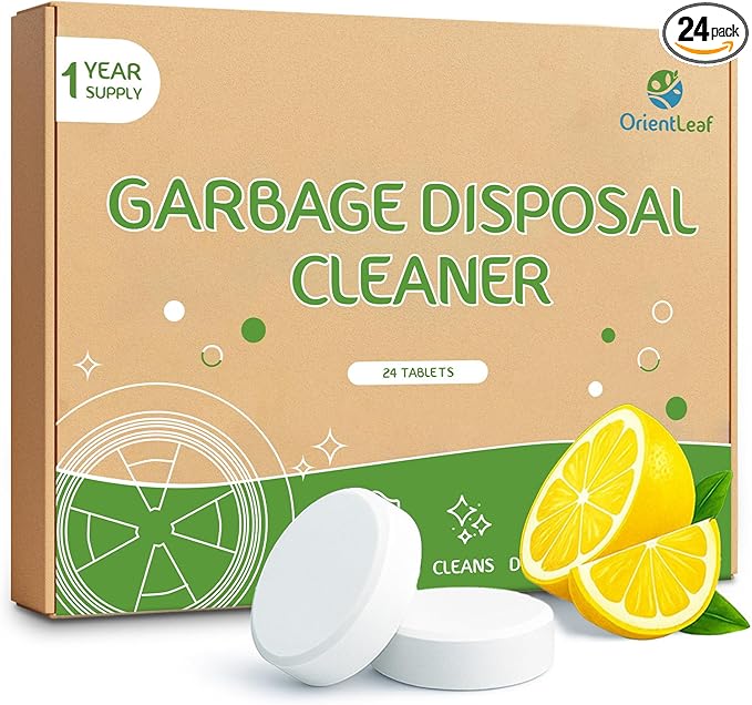 Garbage Disposal Cleaner and Deodorizer Tablets 24 Pack, 1 Year Supply Sink Cleaner, Reduce Odors, Kitchen Drain Maintenance Care
