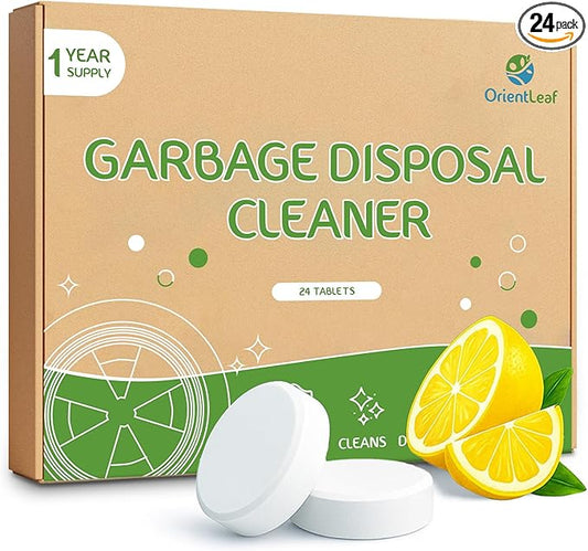 Garbage Disposal Cleaner and Deodorizer Tablets 24 Pack, 1 Year Supply Sink Cleaner, Reduce Odors, Kitchen Drain Maintenance Care