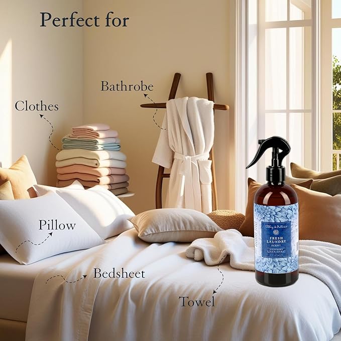 Abbey & Sullivan Linen Spray, Fresh Laundry Scent with Fresh Green Floral Musk, Pack of 2, 16 oz