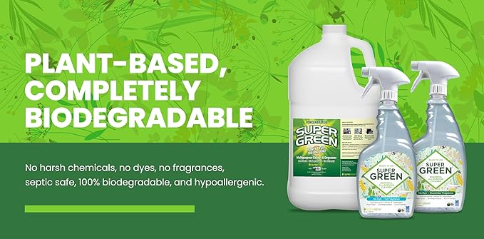 SuperGreen Powerful All-Purpose Cleaner and Degreaser Concentrate | USDA Certified Bio-Based, Non-toxic, NO Ammonia or Phosphates, 128 fl oz