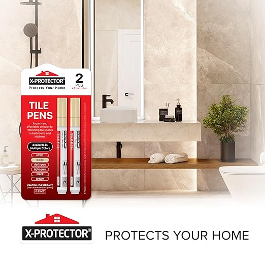 X-Protector Water Based Grout Marker - 2 PCS with 8 Tips, True Beige