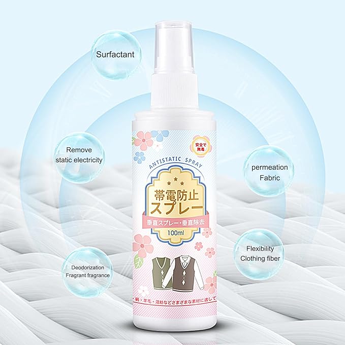 Static Schmatic for Clothes, Crease-Free Spray, Natural Static Cling Remover, Prevents Static Electricity from Attracting Dust and Lint, Fabric Refresher Spray for Clothes