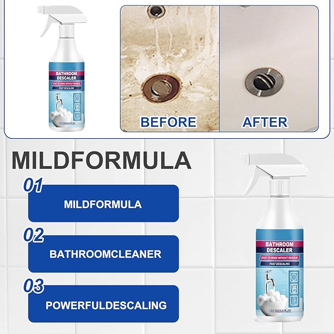2PCS Bathroom Descaler Foam Cleaner Spray All Purpose Cleaning Foam For Bathtub,Toilet,Glass,Faucet