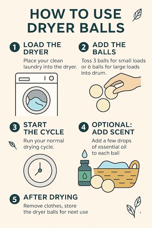 Laundry Felt Wool Dryer Balls – 6 XL Pack, Replaces Dryer Sheets, Eco-Friendly, Natural Fabric Softener, Reusable & Chemical-Free, Reduces Drying Time, 1000+ Loads, Made in Nepal