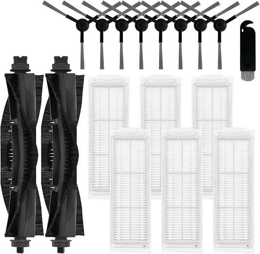 Replacement Parts Compatible with WYZE Robot Vacuum Cleaner WVCR200S Accessories, 2 Main Brushes, 6 Hepa Filters, 8 Side Brushes Attachment Spare Pack