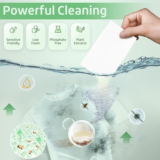 Poesie Laundry Detergent Sheets Fragrance Free 320 Sheets Liquid Free Travel Laundry Soap Non-Plastic Jug Camping Laundry Strips for Home & Outdoor