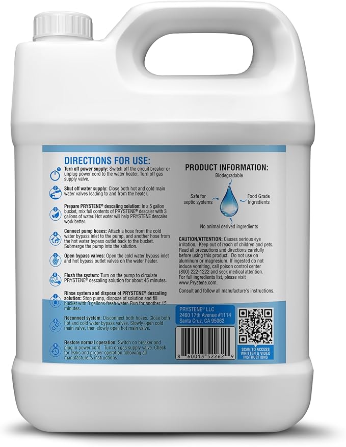 Tankless Water Heater Descaler Solution (32 Fluid Ounces) - Professional-Grade Descaler/Cleaner Restores Heating Efficiency. Easy to Use, Food Grade Ingredients, Biodegradable, Made in USA.