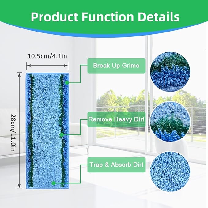 10 Pack M6 Mopping Wet Pads Compatible with iRobot Braava Jet M6 Series (6012) (6112) (6113), Upgraded Robot Mop,Washable Microfiber Replacement Cleaning Pad