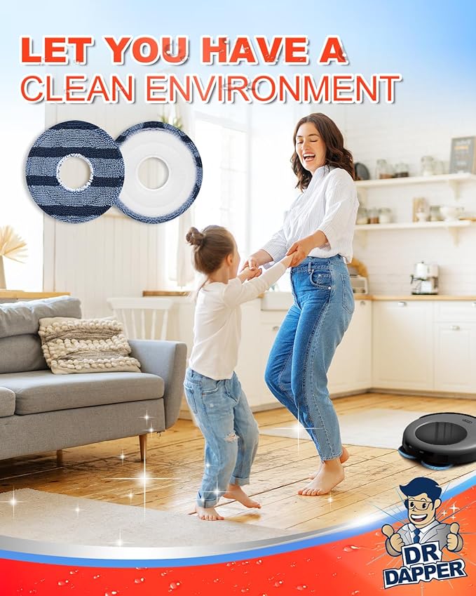 DR DAPPER Vacuum Mop Replacement Pads Compatible with Eufy Omni C20 Robot Vacuum, Washable and Reusable Soft Mopping Pad Parts Accessories, 6 Pack