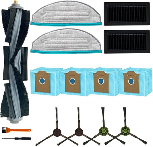 Replacement Parts Compatible with Ecovacs Yeedi Cube Robot Vacuum, Accessories including 1 Main Brush, 4 Side Brush, 2 Hepa Filter, 2 Mop Pad, 4Dust Bags