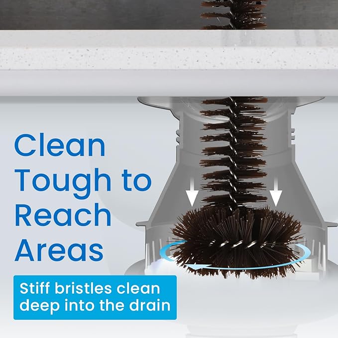 IMPRESA Garbage Disposal Cleaning Brush - Black Extra-Long Handle & Drain Cleaning Brushes - Scrubbing Tool & Odor Eliminator - Universal Garbage Disposal Cleaner & Disposer Cleaner