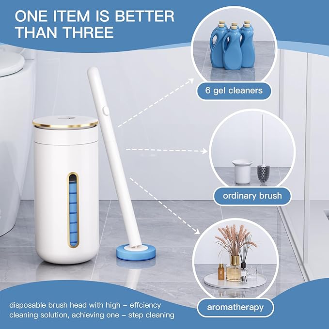 64 Count Disposable Toilet Brush Heads (8 Bags of 8), Toilet Bowl Wand Refills for Bathroom Cleaning, Heavy-Duty Scrubbing Pads, Not for Electric Toilet Brushes