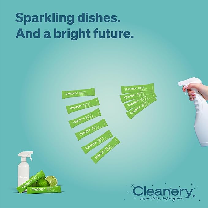 Dish Spray Cleaner Starter Kit with Reusable Bottle + 4 Lime Refills; Makes 24oz each