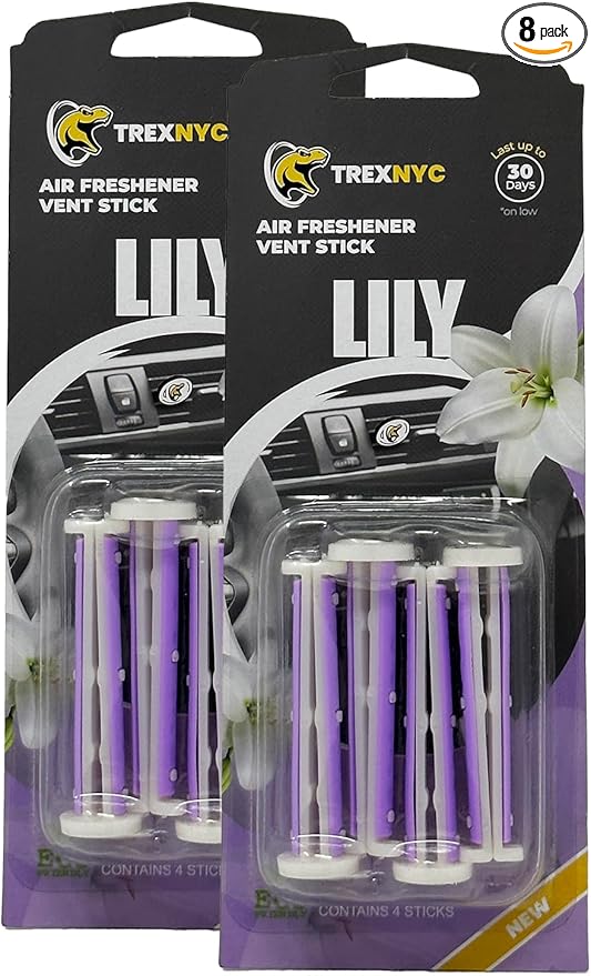 Car Air Fresheners Vent Sticks, Essential Car Odor Eliminator, For Long Lasting Fragrance up to 30 days (Lily, 2 Packs)
