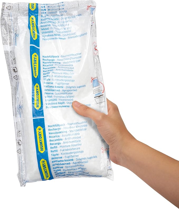 HUMYDRY Moisture Absorber Refills for 35.3 Oz Dehumidifier Device, Pack of 3 Unscented Humidity Absorber Bags, Non Electric Refill Pouches For Basements Garages Offices RVs and Large Enclosed Spaces