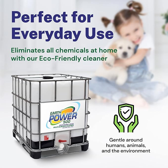 Earth Power Hypochlorous Acid 500 PPM Multipurpose Cleaner – Natural & Non-Toxic – Tile, Refrigerator, Shower, Countertop & Floor Cleaner – Family, Food & Pet Safe Cleaning Supplies – 500 Gallon