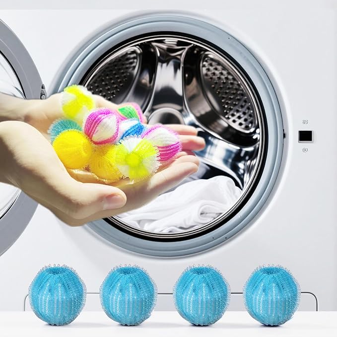Lint Remover Balls for Laundry, 6-Pack Nylon Laundry Balls - Prevent Tangling, Collect Hair & Lint, Reusable Washing Machine Helper (6 Colors Mixed)