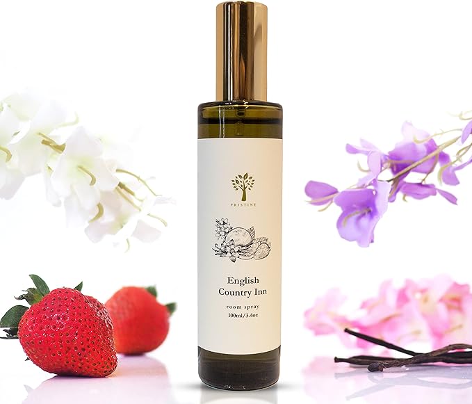 PRISTINE English Country Inn Linen & Room Spray Air Freshener, Made With Essential Oils, Fragrance room spray with Strawberry and Vanilla 3.4oz Pillow Spray