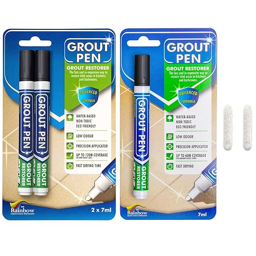 Grout Pen Tile Paint Marker: Black 1 Pack and 2 Pack with Extra Tips (Narrow, 5mm) - Waterproof Grout Colorant and Sealer Pen to Renew, Repair, and Refresh Tile Grout - Cleaner Floor Pens