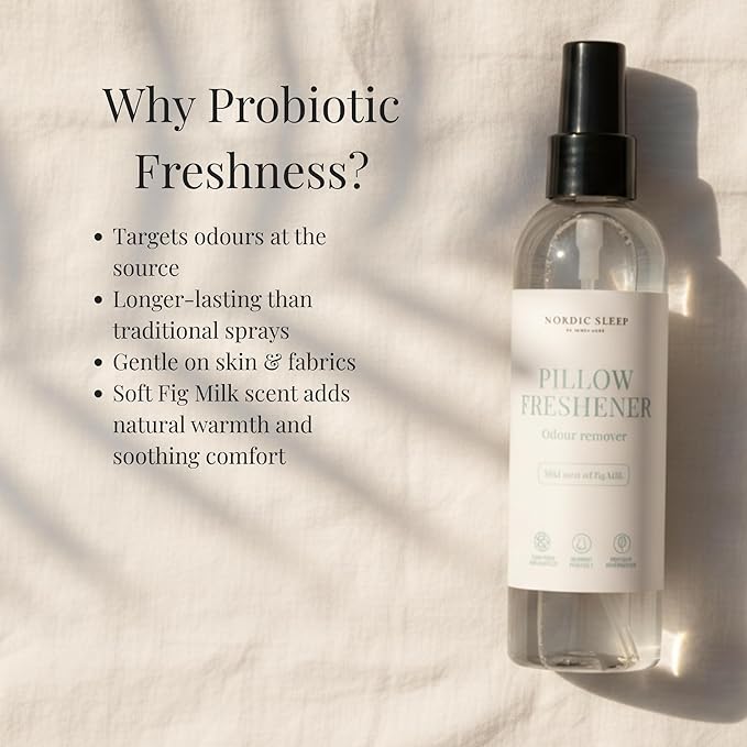 Nordic Sleep by Fossflakes, Probiotic Fabric Freshener Mild Scent 190 ml – Gentle Pillow & Bedding Spray, Natural Odor Eliminator with Soft Fragrance, Hypoallergenic & Eco-Friendly