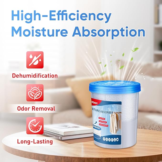 6 Pack 18OZ Refillable Moisture Absorbers, Humidity Absorber Bucket, Moisture Absorbers for Closet, Dehumidifier Bucket for Wardrobes、 Kitchens and Bathrooms, Fragrance Free Humidity Absorber