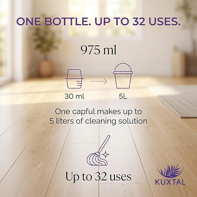 KUXTAL Eco-Friendly Floor Cleaner 3 Pack – Plant-Based Biodegradable Multi-Surface Cleaner for Wood, Tile & Hard Floors, Safe for Pets & Family, Effective Cleaning, Floral Scent, 27.7 fl oz Each
